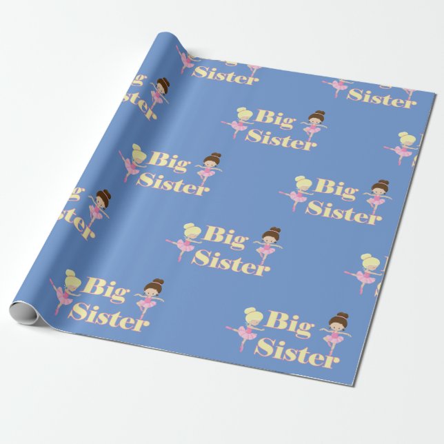 Big Sister Ballerina Syskon Blue Presentpapper (Utrullad)