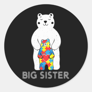 Big Sister Bear Autism Awareness Kärlek Support Ma Runt Klistermärke