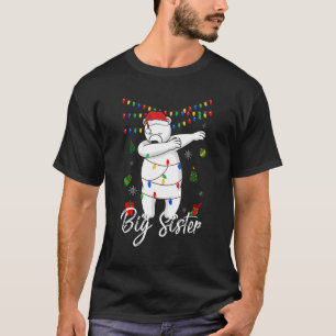 Big Sister Bear Dabbing Ljus Santa Christms Fam T Shirt