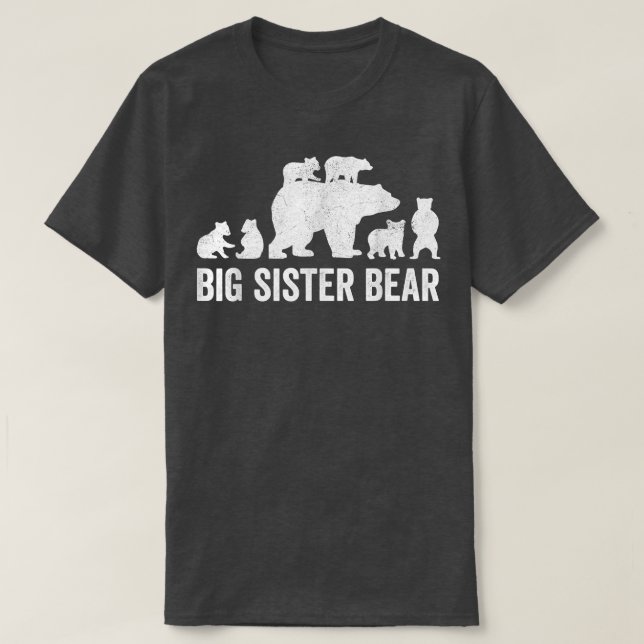 Big Sister Bear Shirts, Funny Six Cub Siblings Sis T Shirt (Design framsida)