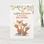 Big Sister Birthday Foxes, Löv på Grenar Kort<br><div class="desc">Ett underbart födelsedagskort för en underbar Big Sister som kärlek djur. Låt dessa sötbruna och vita rävar med löv på grenar hjälpa dig att skicka ditt bästa önskemål på en så speciell dag.</div>