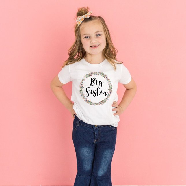 Big Sister Blommigt WAN Girls' T Shirt (Skapare uppladdad)