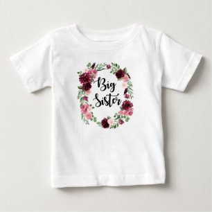 Big Sister burgundy-blommigt T Shirt