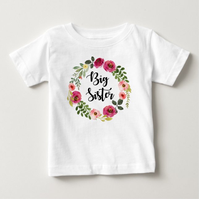 Big Sister burgundy-blommigt T Shirt (Framsida)