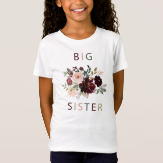 Big Sister Burgundy Blommigt Watercolor Shirt 2 T