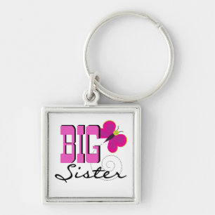 Big Sister - Butterfly Gifts Fyrkantig Silverfärgad Nyckelring