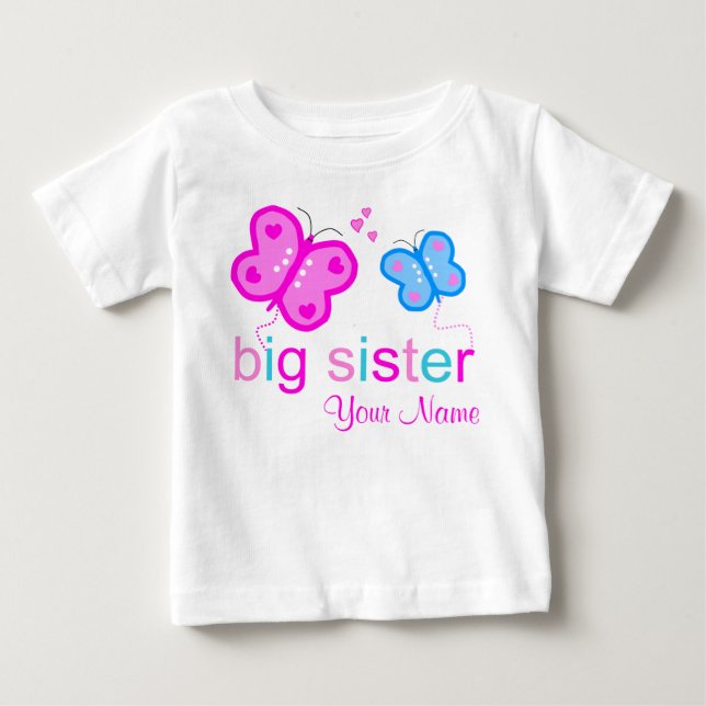 Big Sister Butterfly Personlig T-shirt (Framsida)
