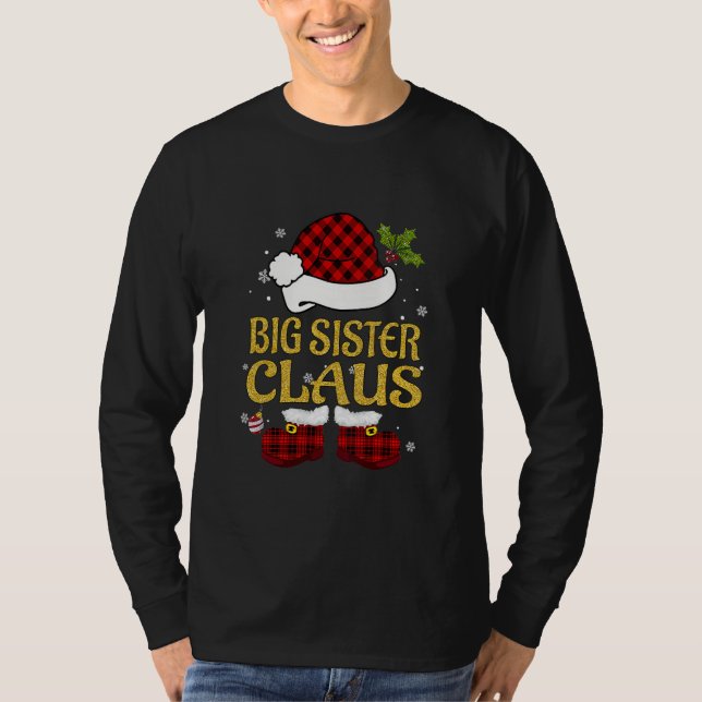 Big Sister Claus Santa Hat Julmatchning T Shirt (Framsida)