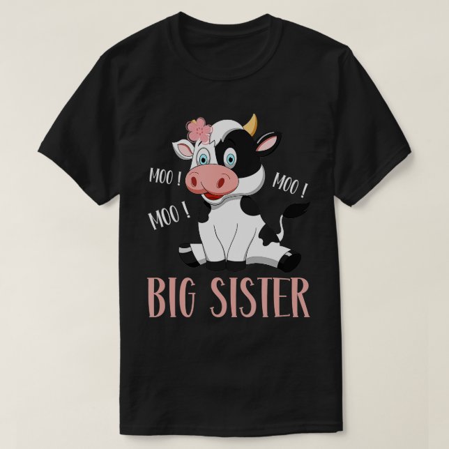 Big Sister Cow Cute Cow Farmer Birthday Matching F T Shirt (Design framsida)