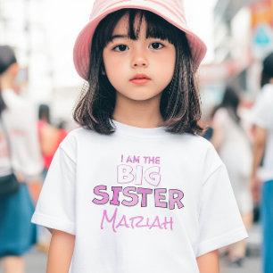 Big Sister Cute Girl Personlig Rosa Anpassningsbar T Shirt