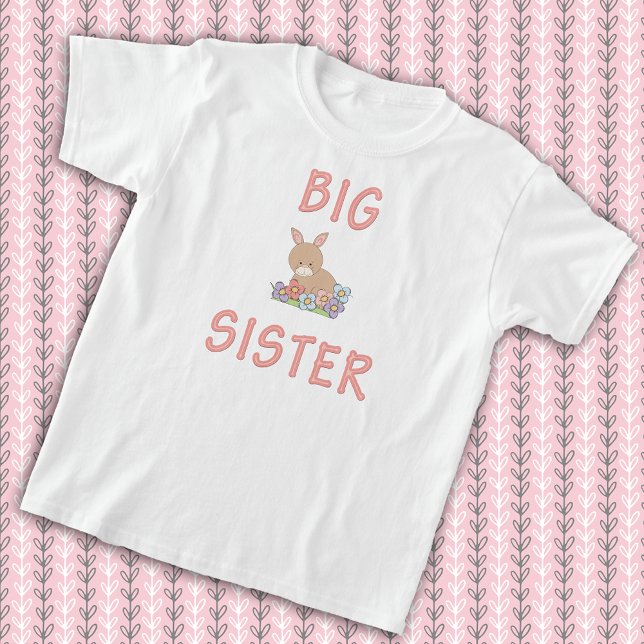 Big Sister Cute Little Bunny Rabbit Pastel Flowers Tee Shirt (Skapare uppladdad)