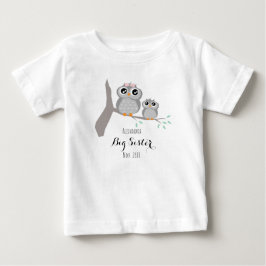 Big sister cute owls name and date t shirt