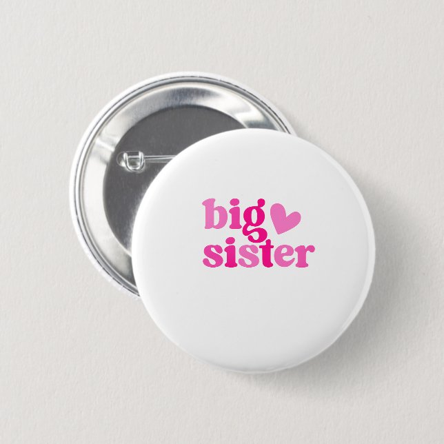 Big Sister Cute Pink Design | New Big Sister Gift  Knapp (Framsida & baksida)