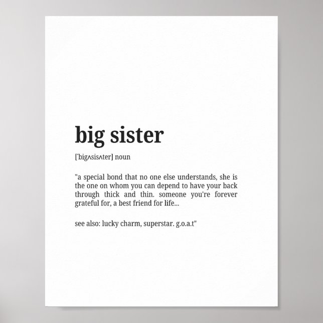 Big Sister Definition Wall Art Poster (Framsidan)