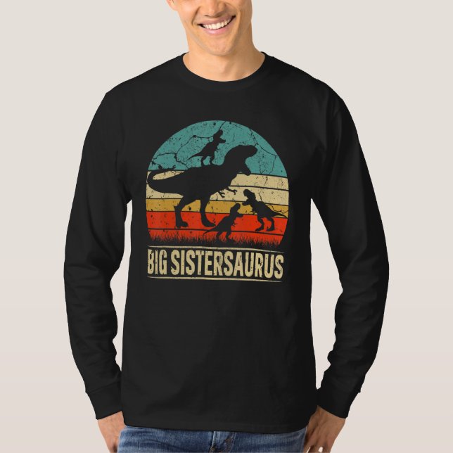 Big Sister Dinosaur T Rex Big Sistersaurus 3 Kids Shirt (Framsida)