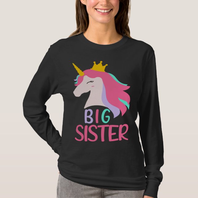 Big sister finally Unicorn T Shirt (Framsida)