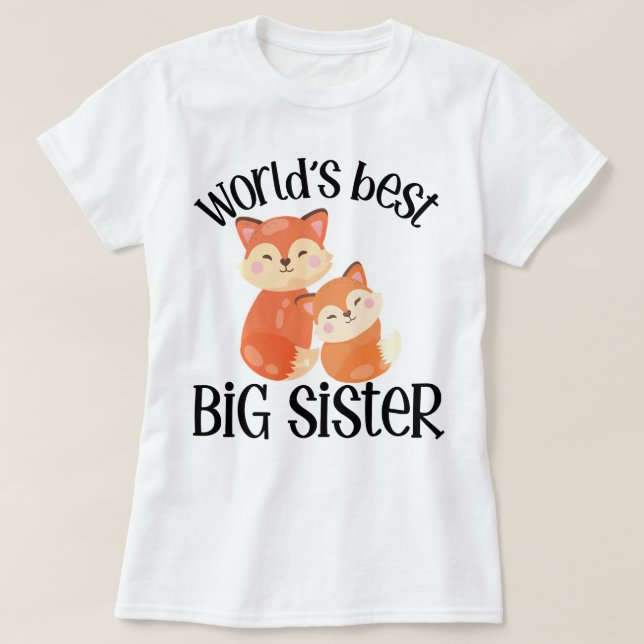 Big Sister Fox Baby-meddelande T Shirt (Design framsida)
