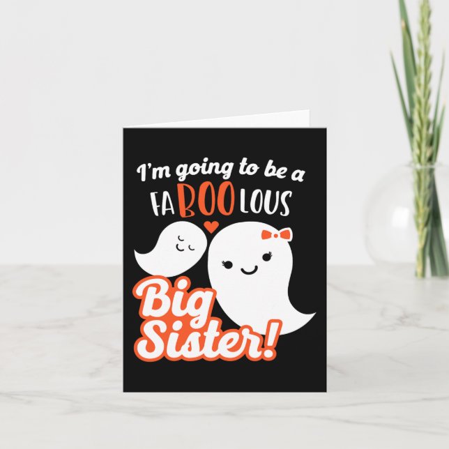 Big Sister-Gravid-meddelande Cute Ghost Girls Kort (Framsida)