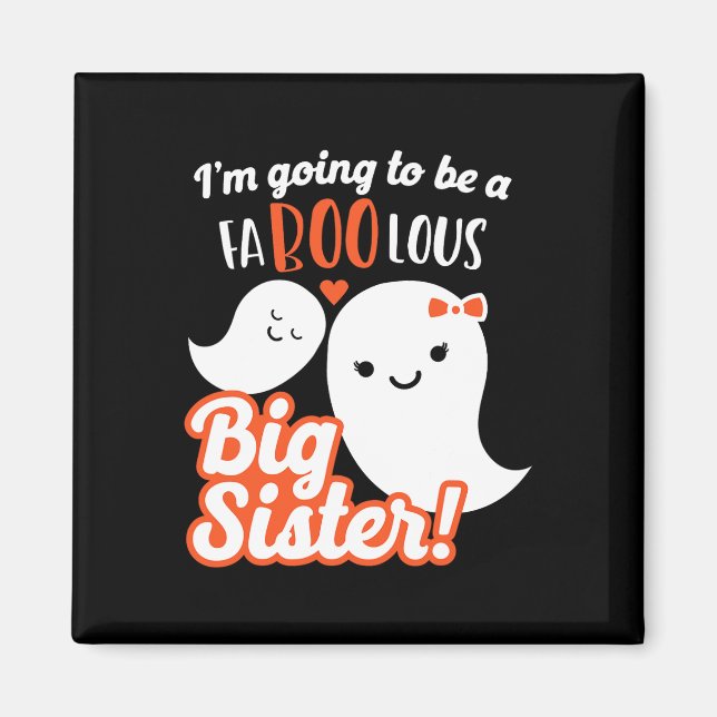Big Sister-Gravid-meddelande Cute Ghost Girls Magnet (Framsidan)