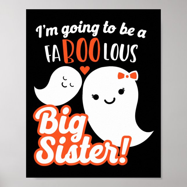 Big Sister-Gravid-meddelande Cute Ghost Girls Poster (Framsidan)