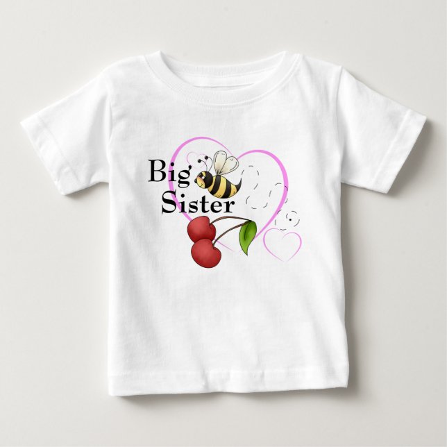 Big Sister Humla Cherry Rosa Heart T-shirt (Framsida)