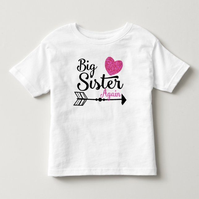 Big Sister igen Rosa Heart Arrow Raglan Tee Shirt (Framsida)