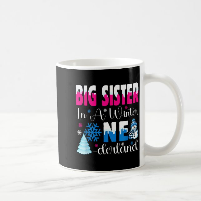 Big Sister In A Winter Onederland Bday Girl Sweet  Kaffemugg (Höger)