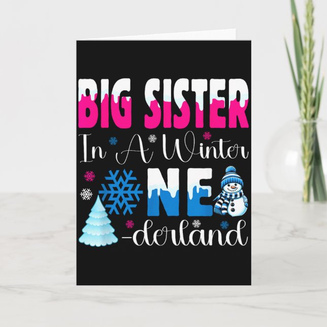 Big Sister In A Winter Onederland Bday Girl Sweet  Kort (Framsida)