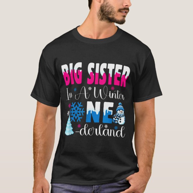 Big Sister In A Winter Onederland Bday Girl Sweet  T Shirt (Framsida)