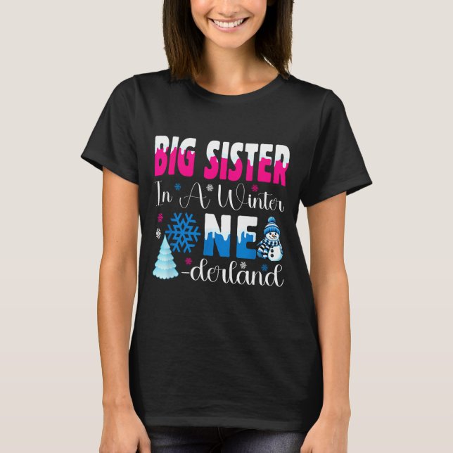 Big Sister In A Winter Onederland Bday Girl Sweet  T Shirt (Framsida)