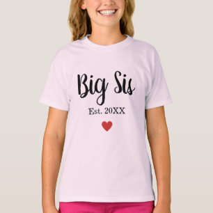 Big Sister-inrättad år Little Heart-Anpassningsbar T Shirt