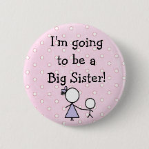 "Big Sister"-knapp, rosa med vit polka dots.