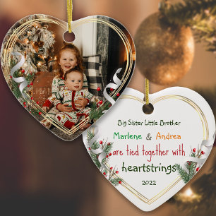 Big Sister Little Brother Photo Guld Ram Anpassnin Julgransprydnad Keramik
