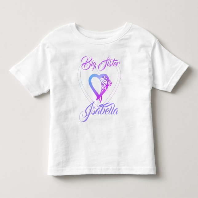 Big Sister Little Sister Blommigt Heart T Shirt (Framsida)