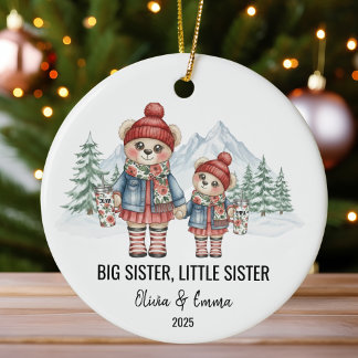 Big Sister Little Sister Personalized Sibling Julgransprydnad Keramik