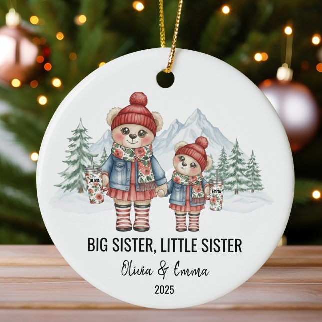 Big Sister Little Sister Personalized Sibling Julgransprydnad Keramik (Skapare uppladdad)