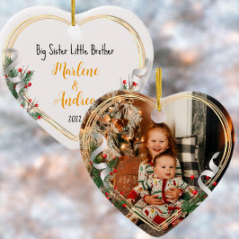 Big Sister Little Sister Photo Guld Ram Anpassning Julgransprydnad Keramik