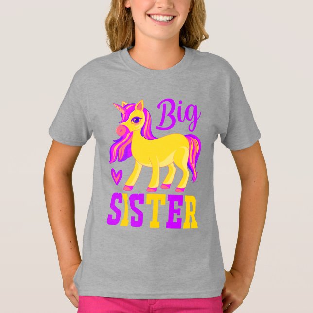 Big Sister Magic Unicorn T Shirt (Framsida)