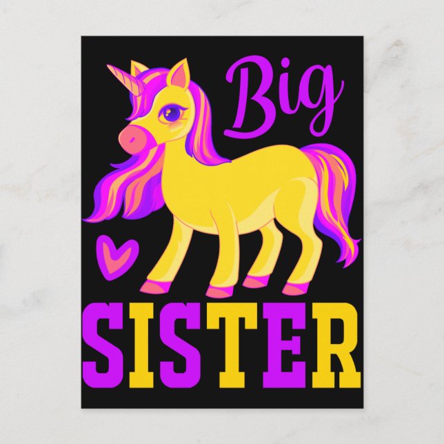 Big Sister Magic Unicorn Vykort (Framsida)