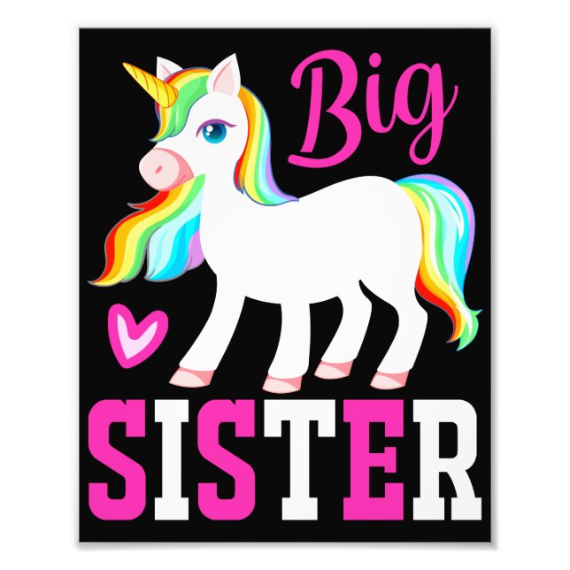 Big Sister Magic Unicorn w/ Rainbow Mane & Svan Fototryck (Framsidan)