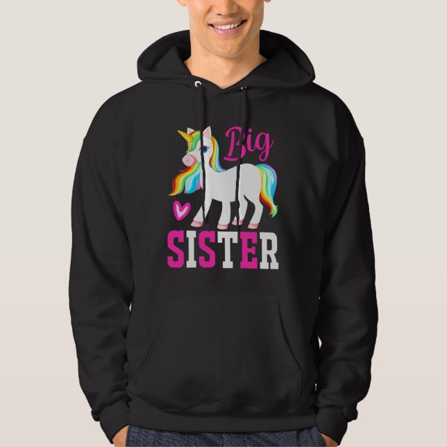Big Sister Magic Unicorn w/ Rainbow Mane & Svan Hoodie (Framsida)