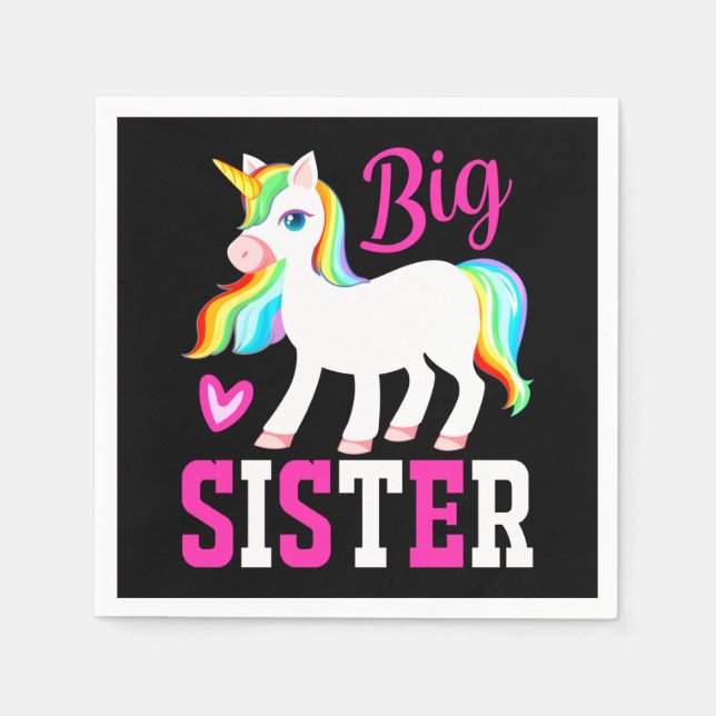 Big Sister Magic Unicorn w/ Rainbow Mane & Svan Pappersservett (Framsidan)
