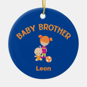 Big Sister med Baby Brother Baby Namn år Julgransprydnad Keramik