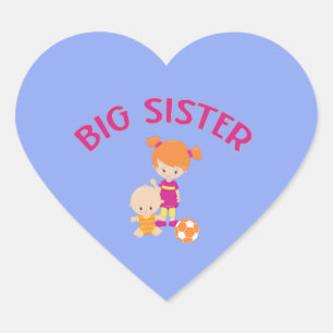 Big Sister med Baby Brother Hjärtformade Hjärtformat Klistermärke
