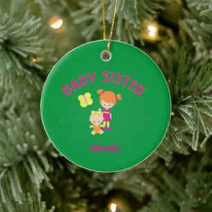 Big Sister med Baby Sister Namn Year Anpassningsba Julgransprydnad Keramik