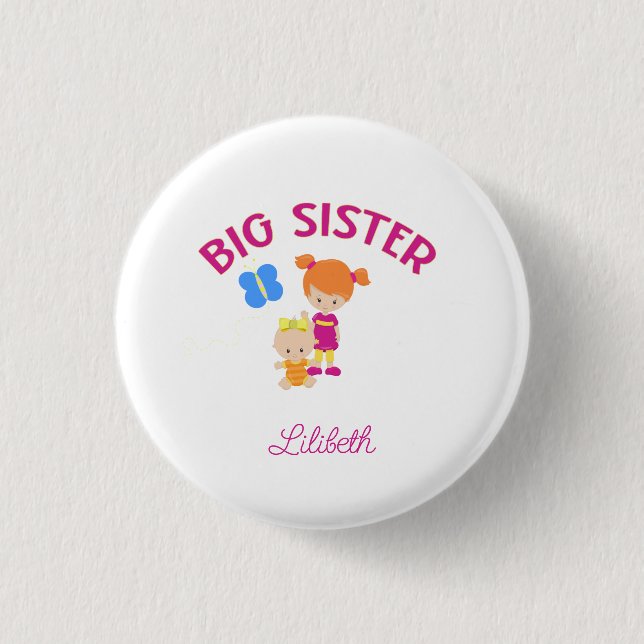 Big Sister med Baby Sister Personlig-knapp Knapp (Framsida)