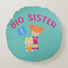 Big Sister med Baby Sister Rund Kudde