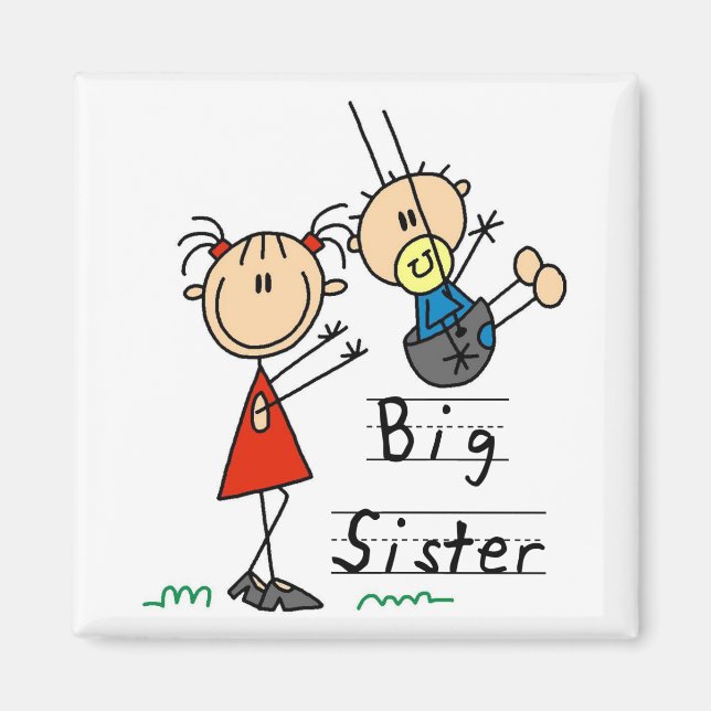 Big Sister med Little Brother Tshirts och Gifts Magnet (Framsidan)