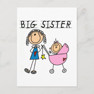 Big Sister med små T-shirts och presenter Vykort