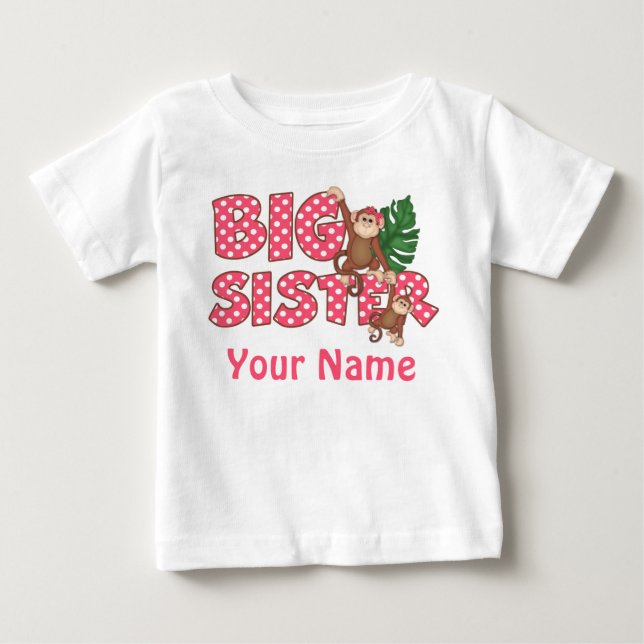 Big Sister Monkey Rosa Personlig Shirt T (Framsida)